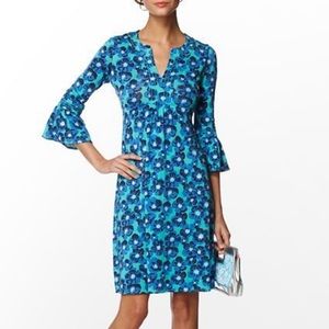 Lilly Pulitzer Twyla Dress in Lagoon Green Build Me Up Blue Floral Print